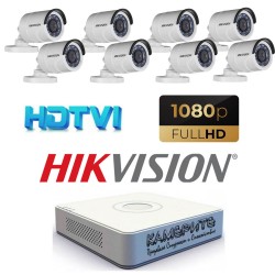 FULL HD 2.0Mpx Комплект за видеонаблюдение Hikvision с 8 бр. HD-TVI Булет Камери и Хибриден Рекодер